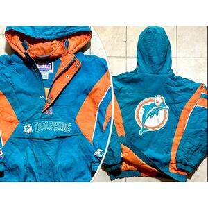 Miami Dolphins 90s STARTER puffer Breakaway 1/2 jacket yth XL teal NFL Pro vtg